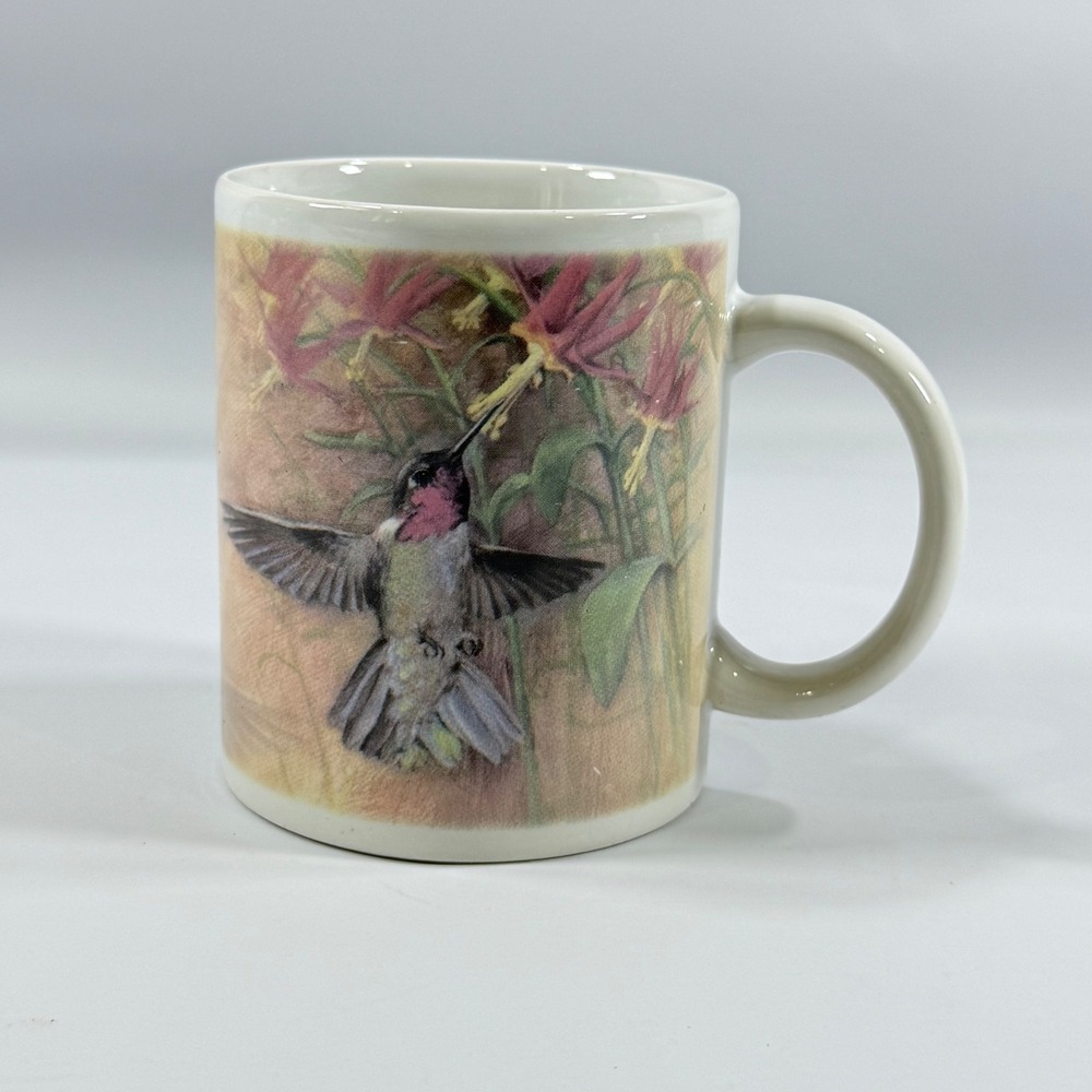 VTG Thirstystone Hummingbird Winged Jewel Poem Mug White Ceramic Good Nature Art